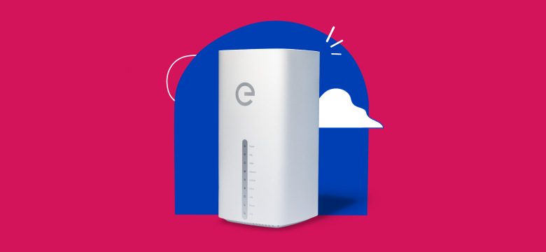 modem su sfondo magenta