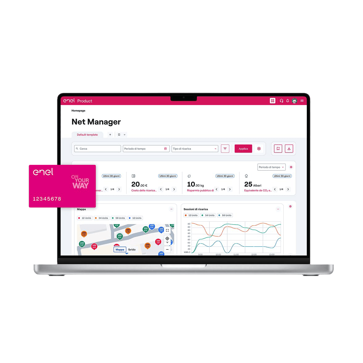 immagine portale con scheramata app e carta enel x
