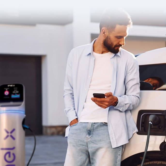 immagine ragazzo al cellulare appoggiato ad una macchina bianca