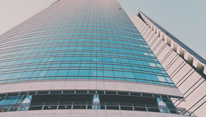 Modern skyscraper with a glass and steel façade