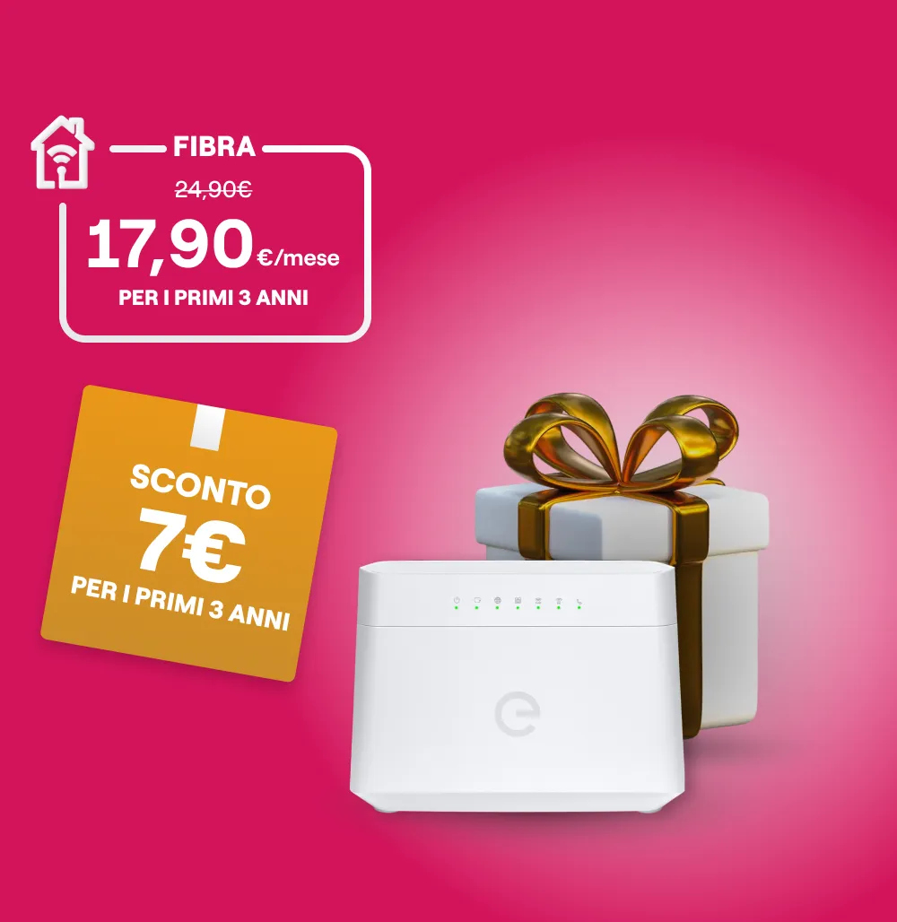 Immagine modem Fibra e pacco regalo