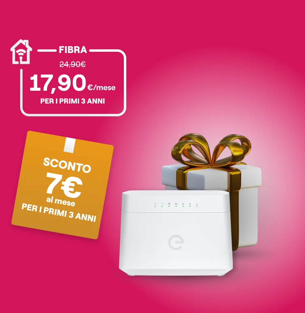 Immagine modem Fibra e pacco regalo