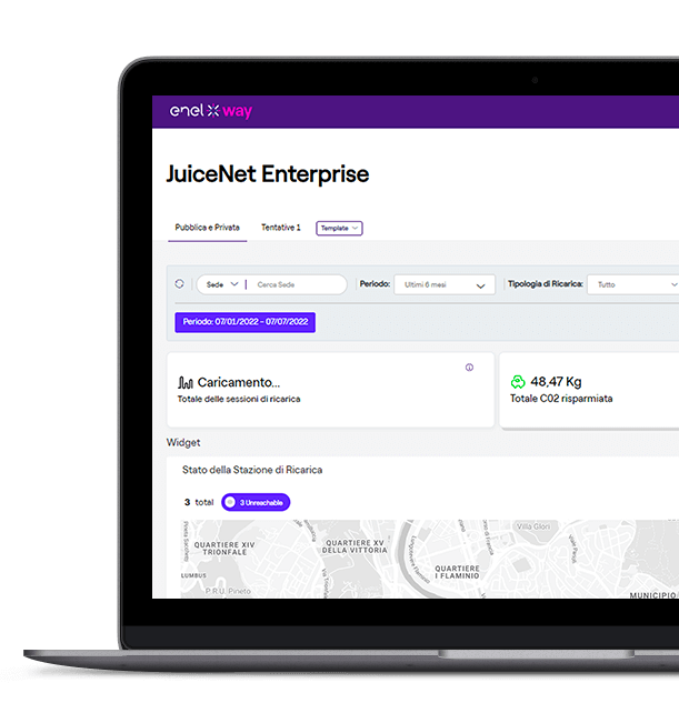 Laptop con schermata JuiceNet Enterprise