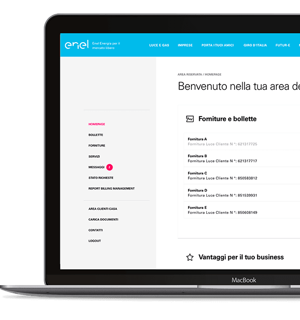 Pc con schermata Aarea Clienti Business