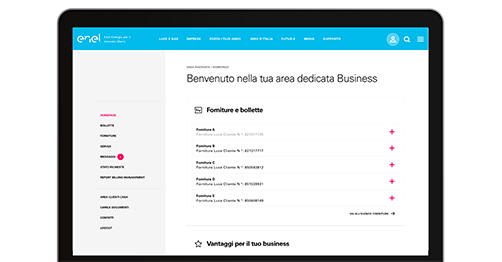 Pc con schermata Aarea Clienti Business