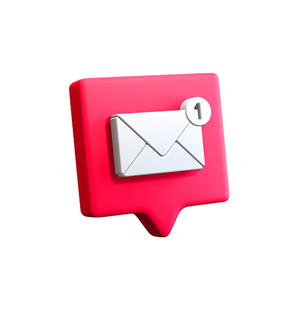 Illustrazione con busta da lettere e notifica