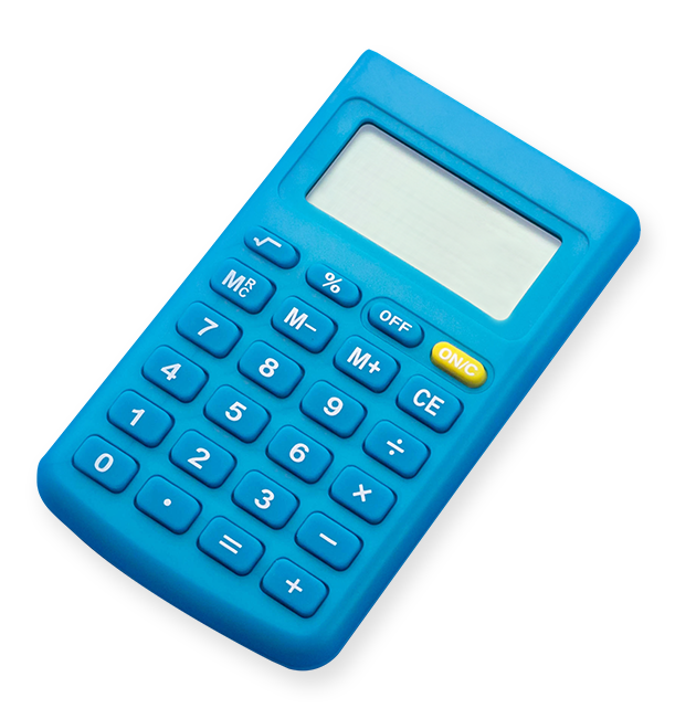 Illustrazione con calcolatrice blu