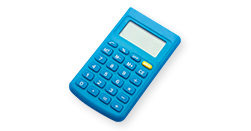 Illustrazione con calcolatrice blu