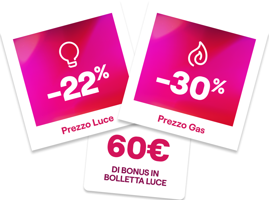60€ di bonus in bolletta luce. Prezzi stabili e sicuri per 3 anni